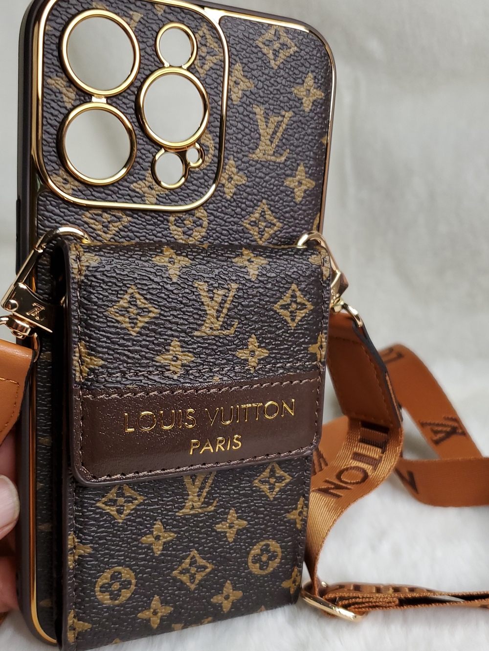 Lv 14 PRO MAX Monogram Brown Phone Crossbody with Branded Strap - Picture 5 of 8